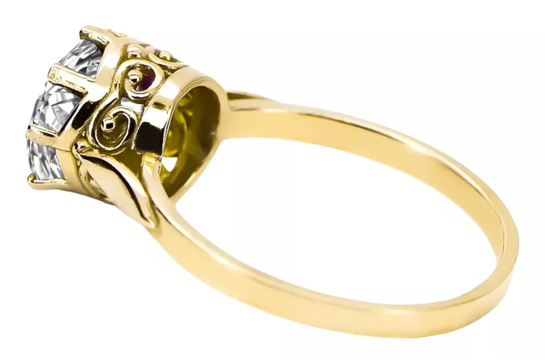 Anneau Style vintage Zircon Or jaune 14 carats vrc366y